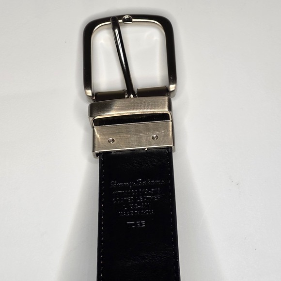 Tommy Bahama Mens 38 Leather Reversible Belt Brown Black Silver Buckle - Picture 7 of 9